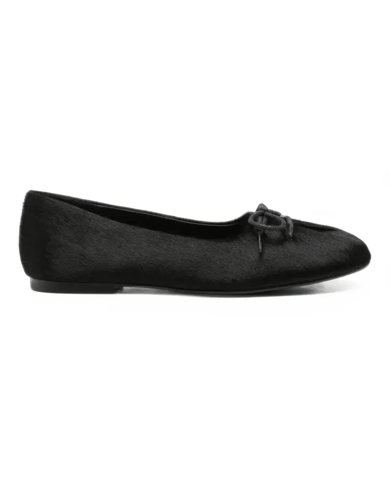 Bibi Lou Pao Ballerinas aus Kalbshaar mit Schleifendetail - Schwarz Schwarz
