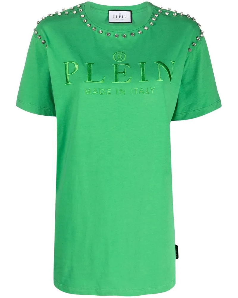 Philipp Plein T-Shirt mit Kristallen - Grün Grün