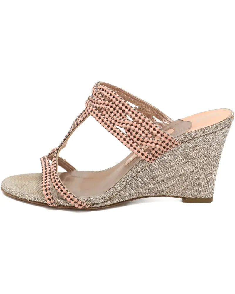 Gina bead-embellished wedge sandals - Nude Nude