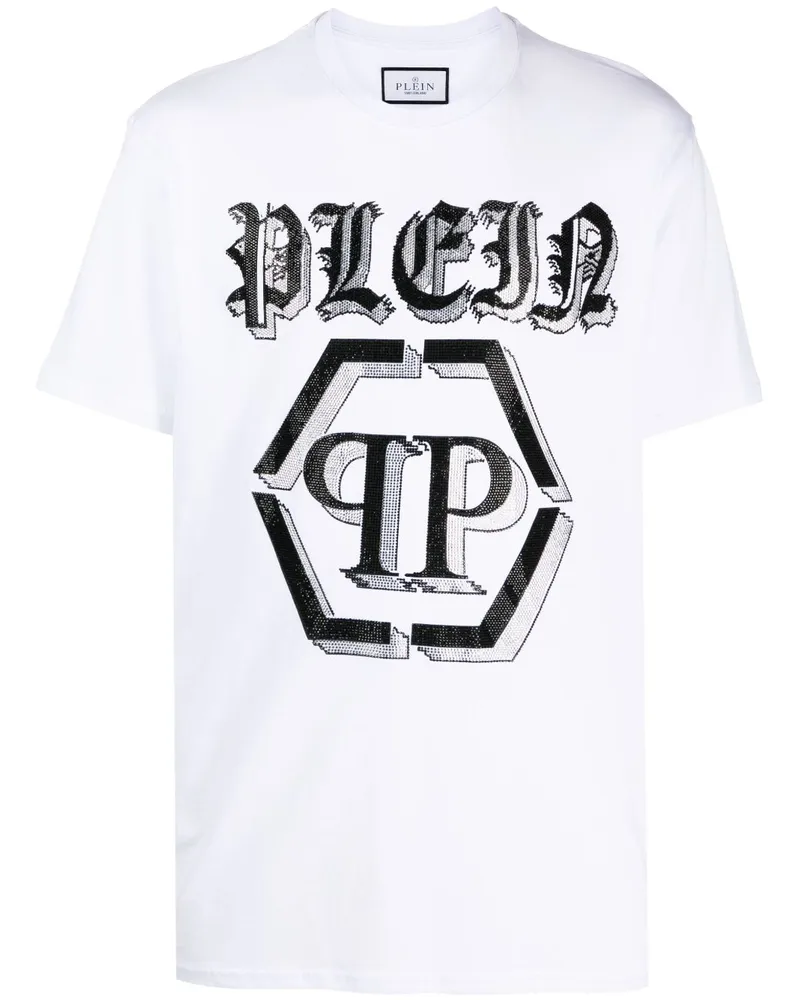 Philipp Plein Chrome T-Shirt mit rundem Ausschnitt Weiß