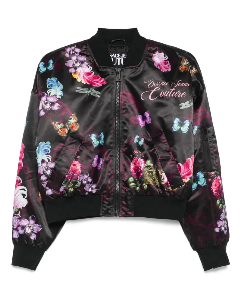 Versace Jeans Geblümte Bomberjacke - Schwarz Schwarz