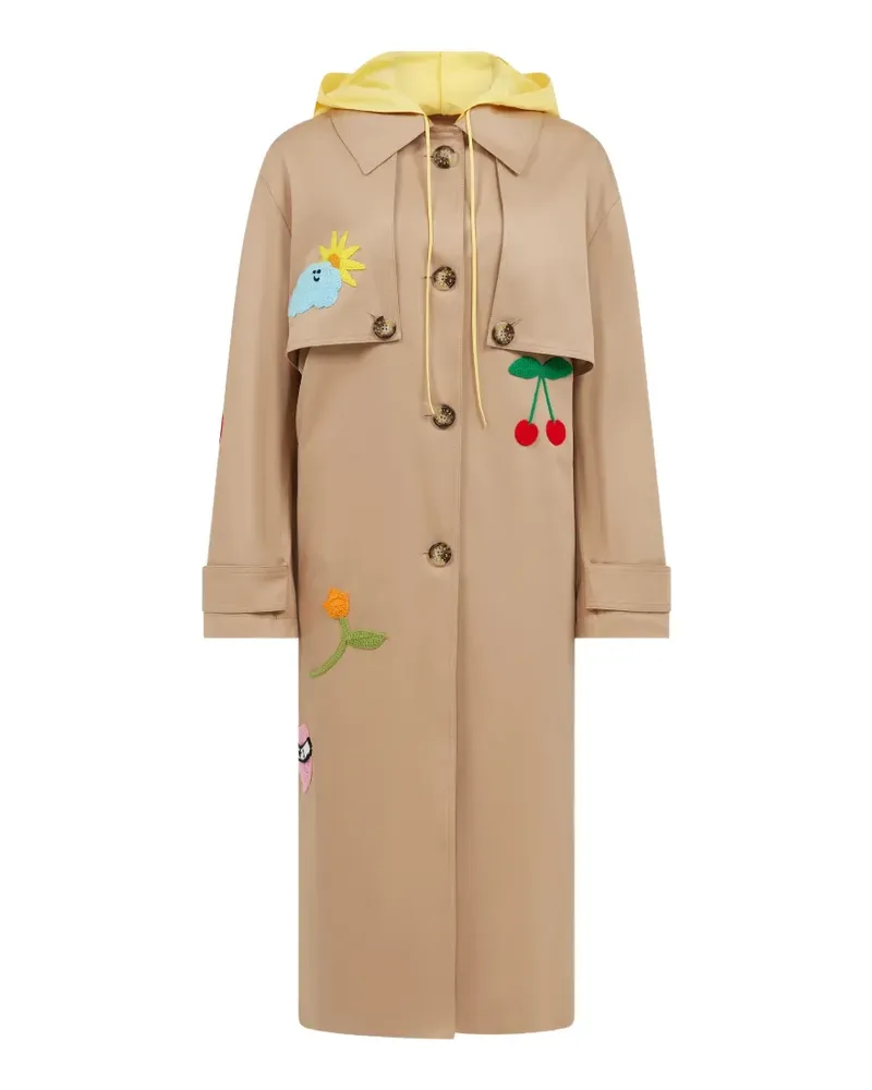 Mira Mikati embroidered hooded coat - Nude Nude
