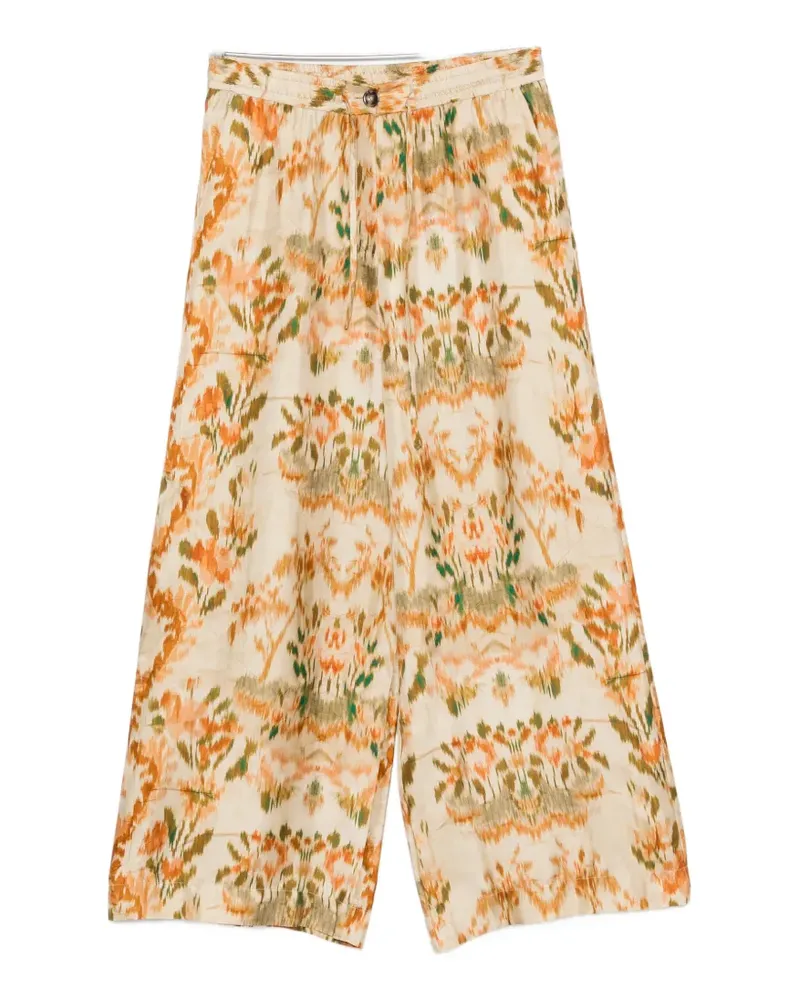 Pierre-Louis Mascia ikat-print drawstring-fastening palazzo pants - Nude Nude