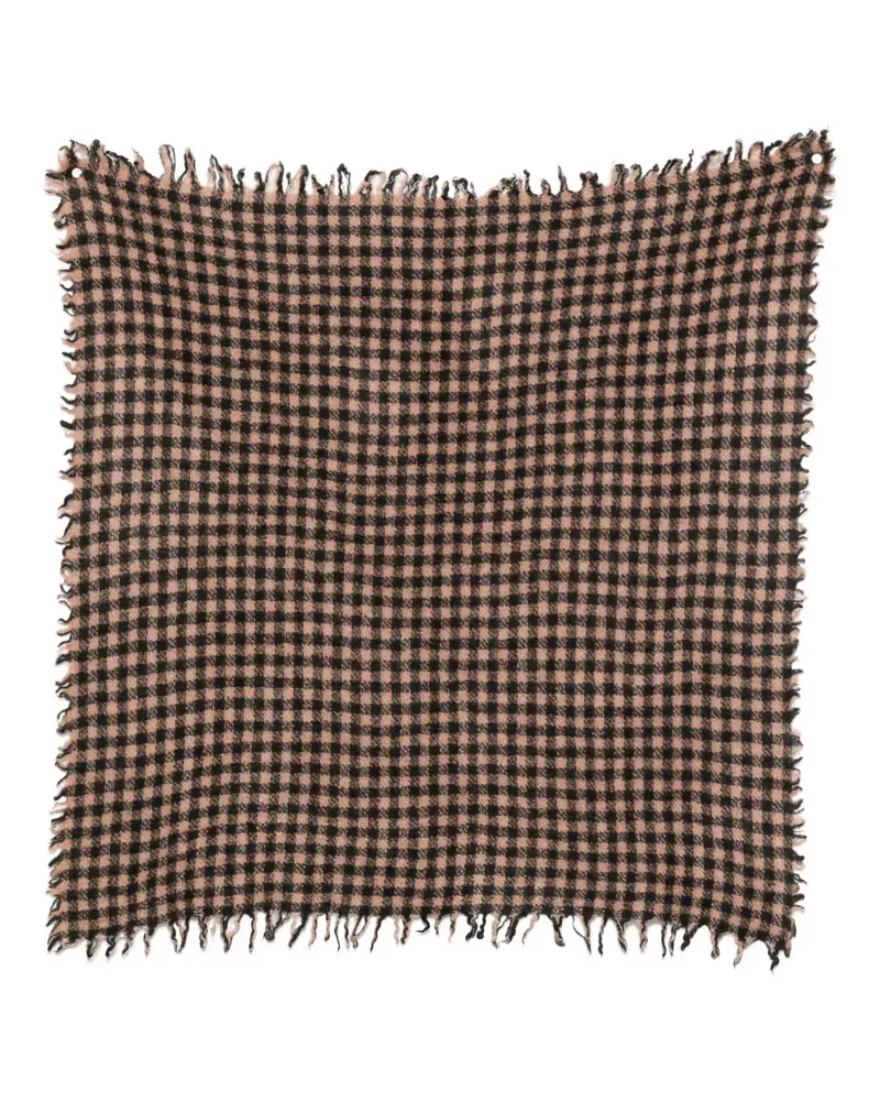 Faliero Sarti Ausgefranster Schal mit Vichy-Karo - Schwarz Schwarz