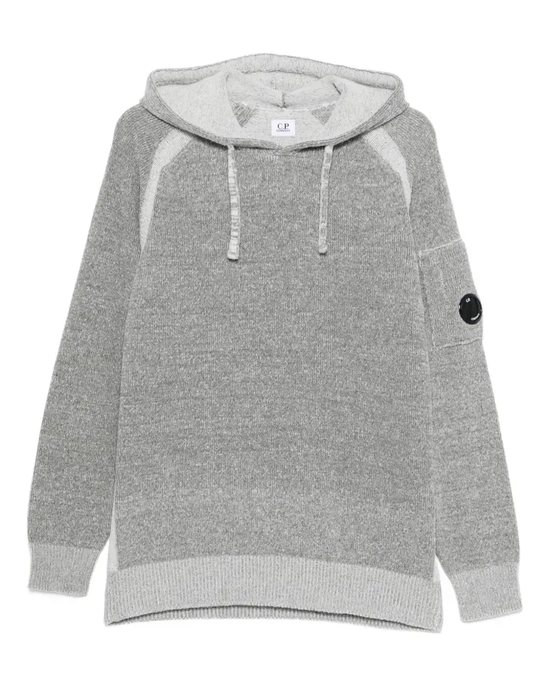 C.P. Company Gestrickter Hoodie mit aufgesetzter Tasche - Grau Grau