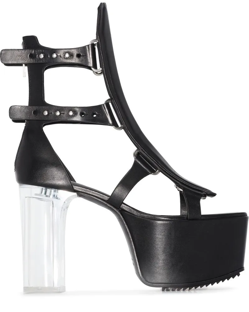 Rick Owens Spartan Plateau-Sandalen 135mm - Schwarz Schwarz