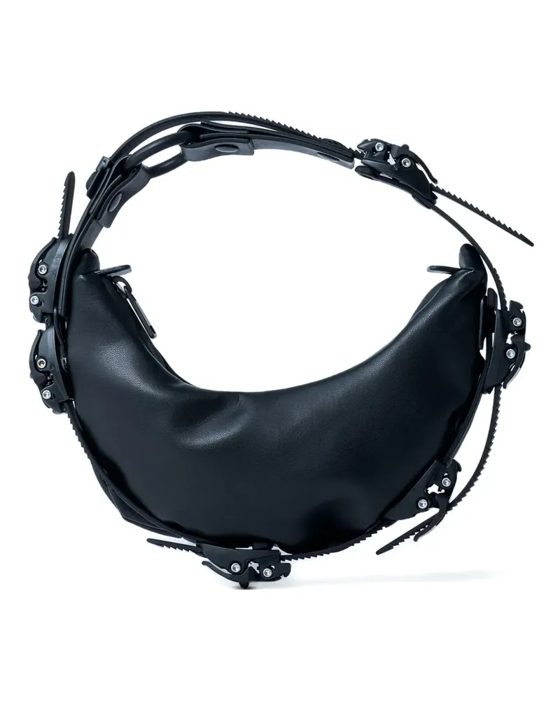 Innerraum Verstellbare Schultertasche mit Schnalle - Schwarz Schwarz