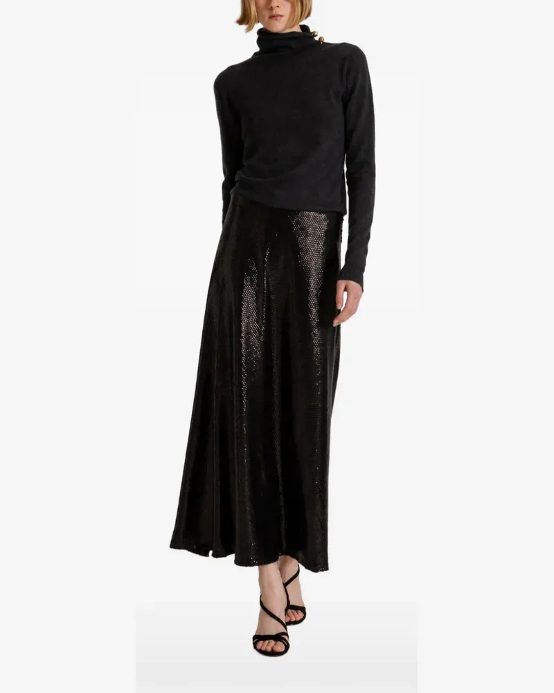Alberta Ferretti V-Ausschnitt-Pullover mit Knopfdetail - Schwarz Schwarz