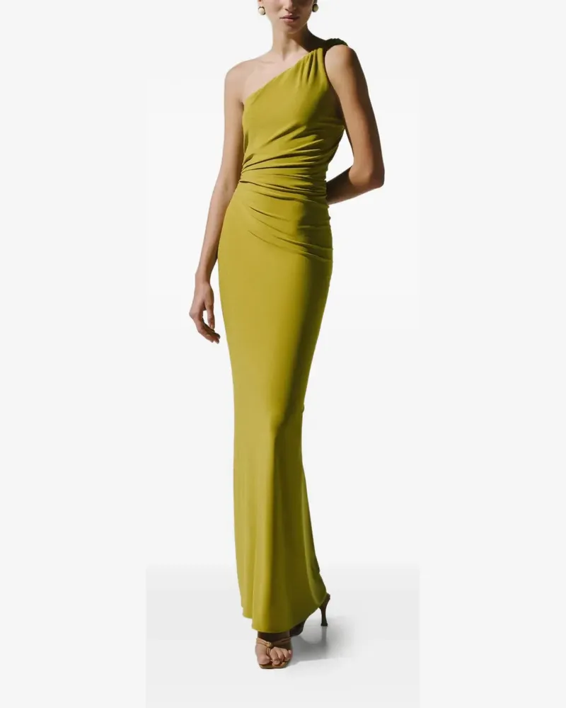 Baobab Collection Gerafftes Celele One-Shoulder-Abendkleid - Grün Grün