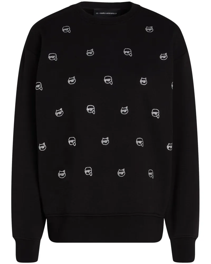 Karl Lagerfeld Ikon Sweatshirt mit Strass - Schwarz Schwarz