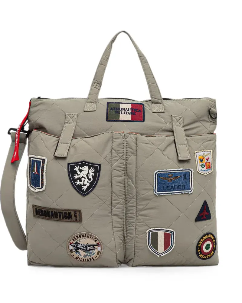 Aeronautica Militare patch-detail quilted tote bag - Grau Grau