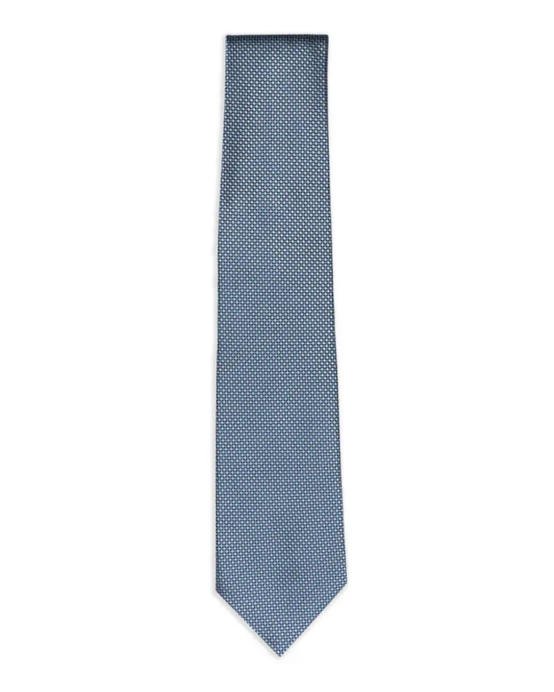 Isaia Seidenkrawatte mit Mikro-Punktemuster - Blau Blau