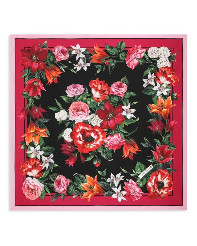 Dolce & Gabbana Schal mit Blumen-Print - Schwarz Schwarz