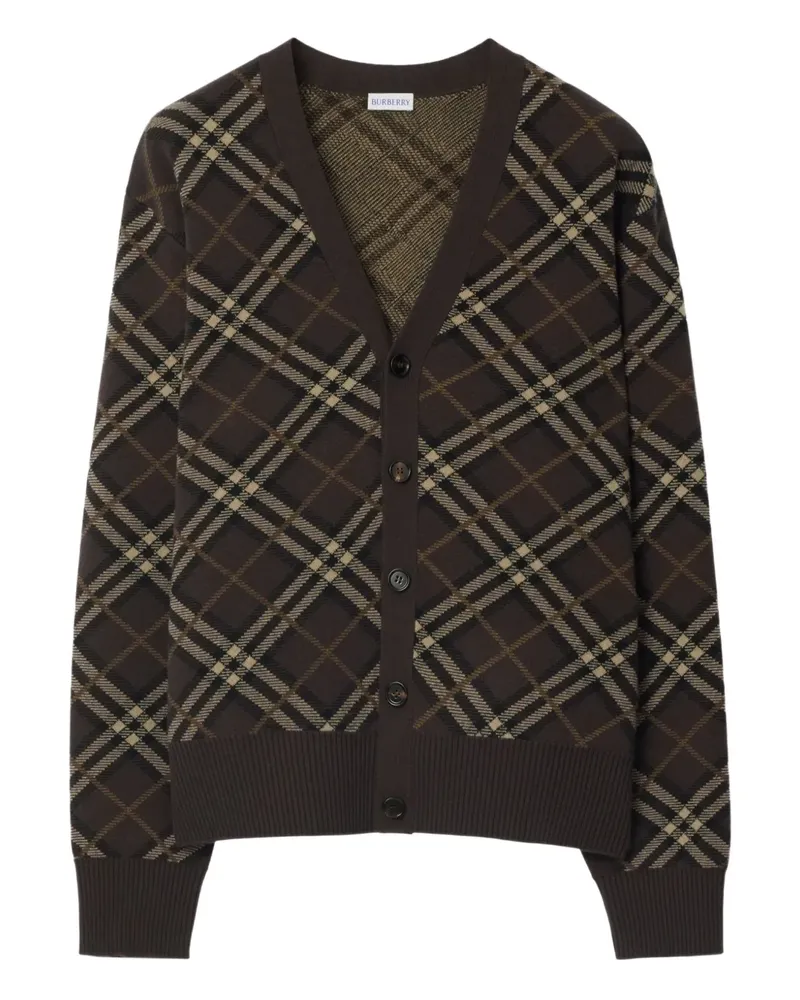 Burberry checked wool-cashmere blend cardigan - Braun Braun