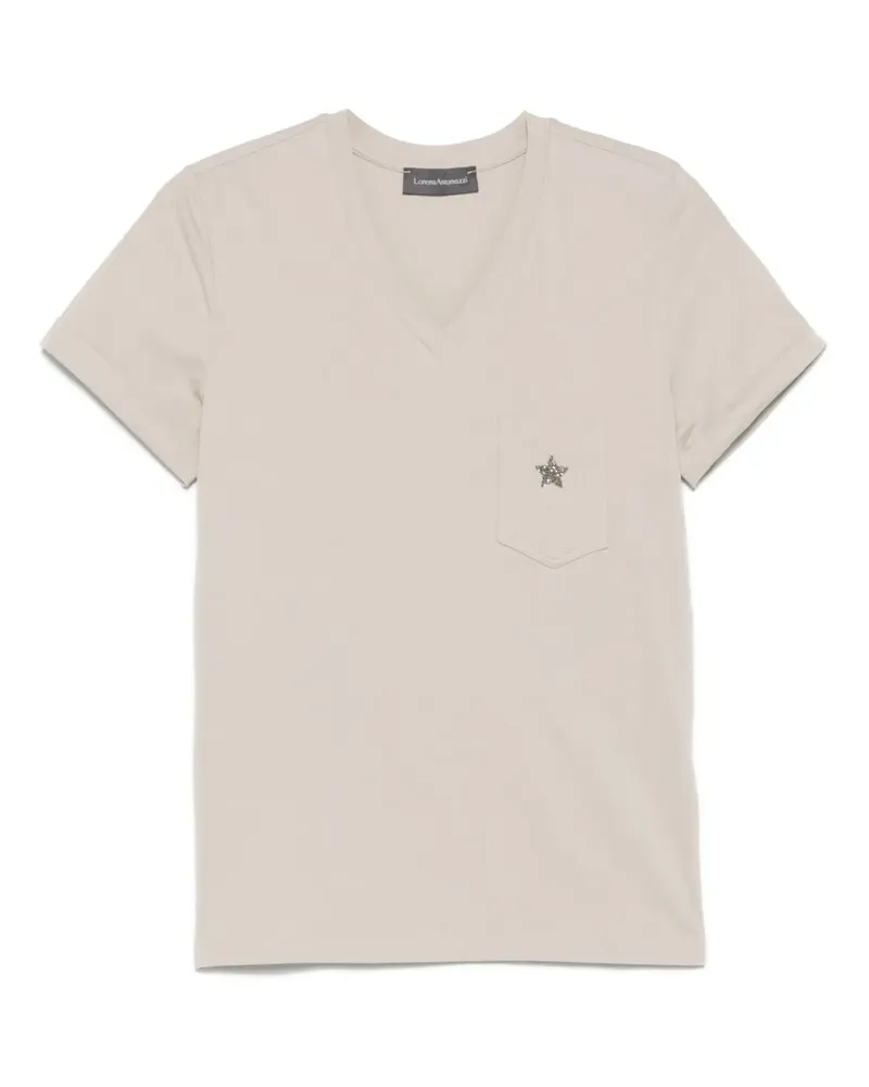 Lorena Antoniazzi T-Shirt mit Sternapplikation - Nude Nude