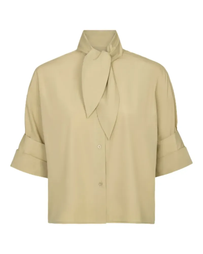 TWP tie-neck short-sleeve blouse - Nude Nude