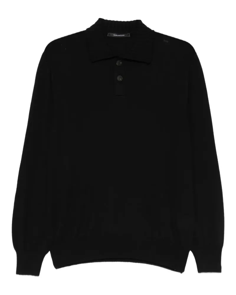 Tagliatore Pullover mit Poloshirtkragen - Schwarz Schwarz