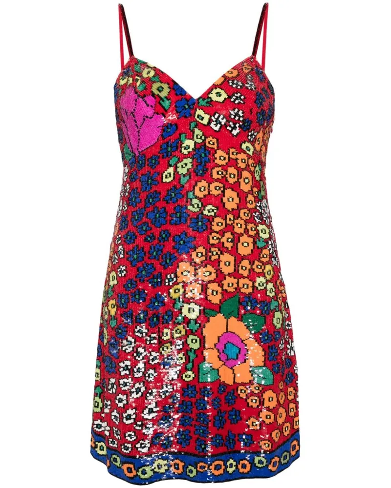 ASHISH Paillettenkleid mit Blumenmuster - Rot Rot