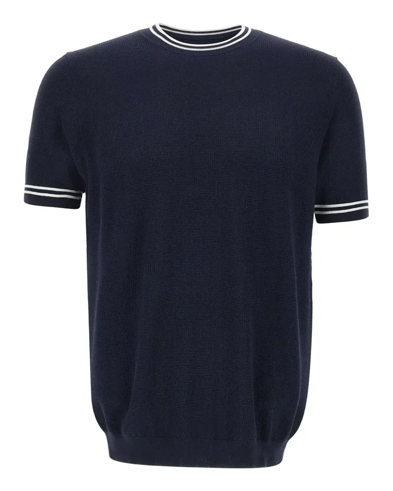 Diktat T-Shirt mit geripptem Besatz - Blau Blau