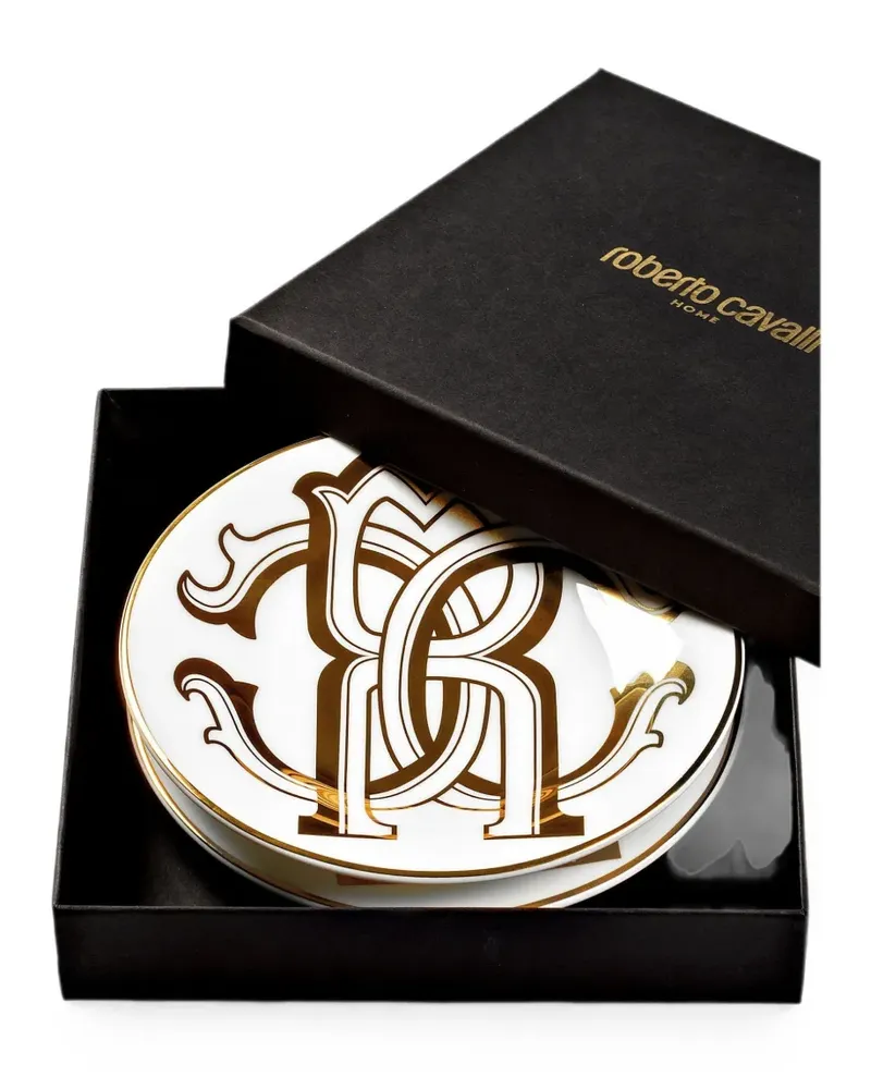 Roberto Cavalli Home monogram bread plate (set of two) - Weiß Weiß