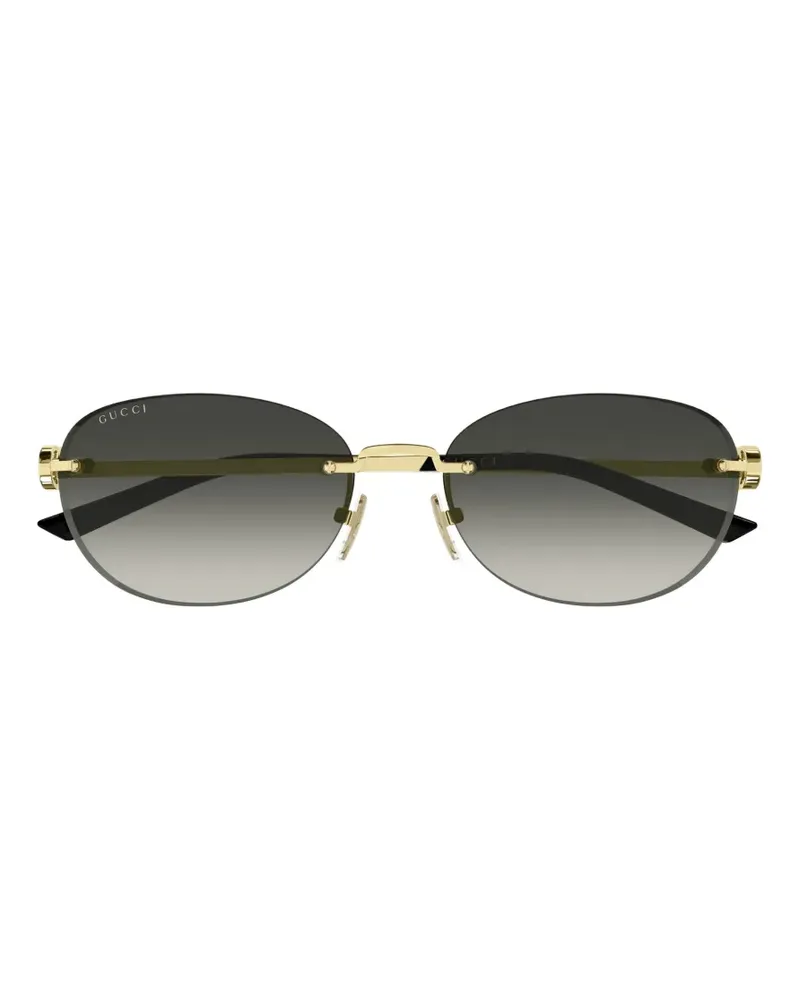 Gucci Rahmenlose Sonnenbrille mit ovalem Gestell - Gold Gold