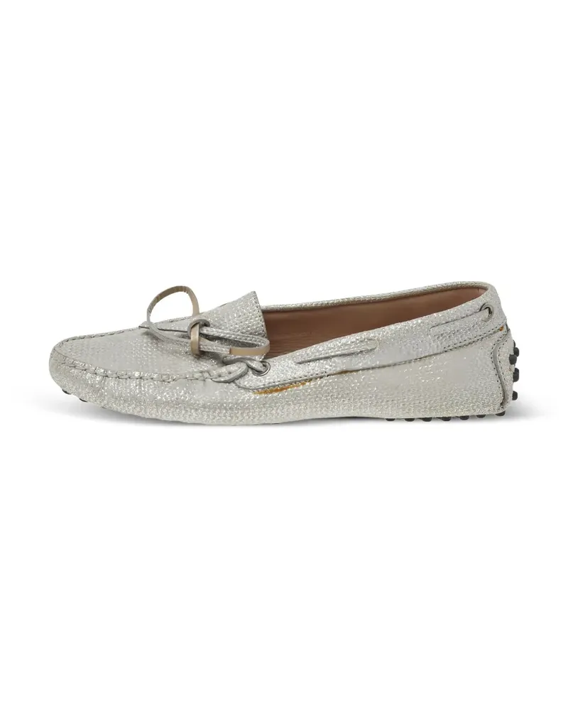 TOD'S bow-detail glitter loafers - Silber Silber