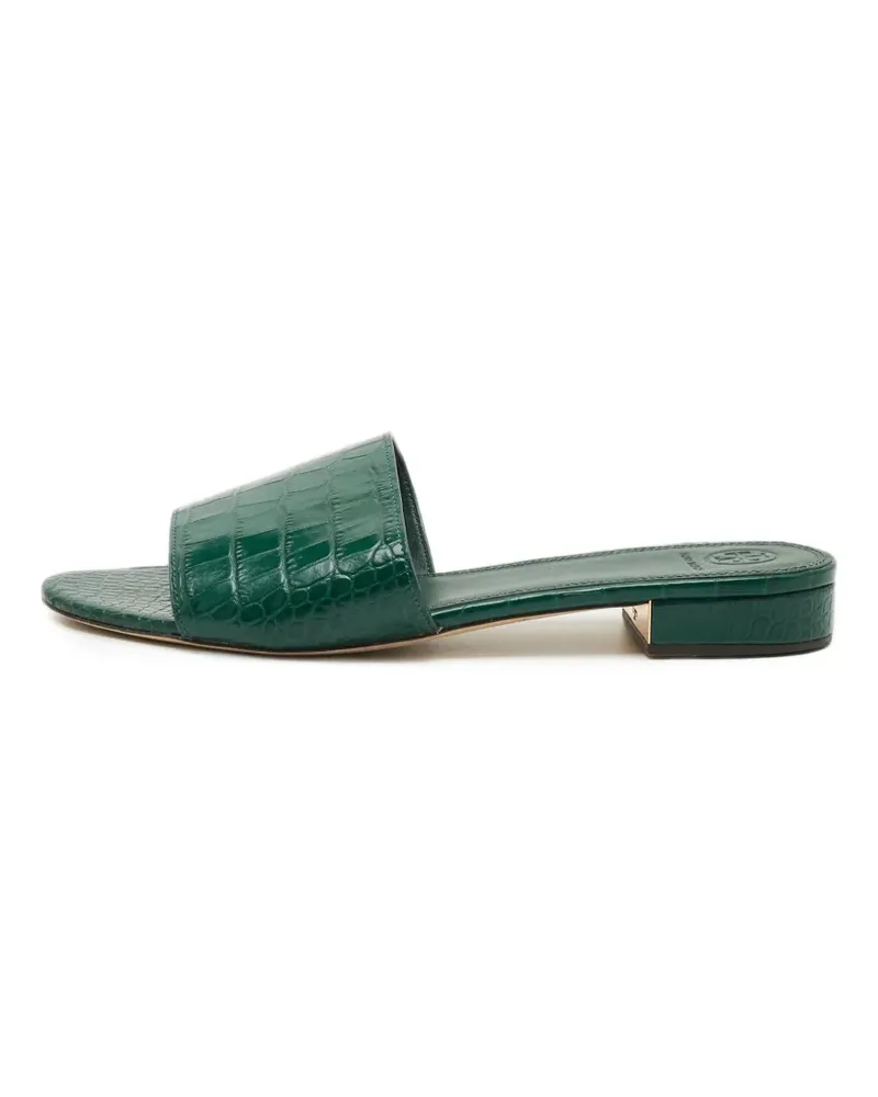 Tory Burch Flache Pantoletten mit Kroko-Prägung - Grün Grün