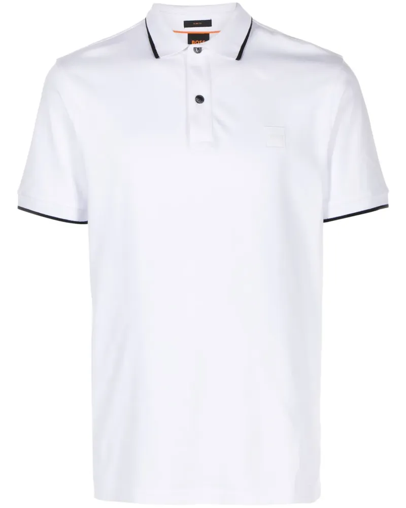 HUGO BOSS Pikee-Poloshirt mit Kontrastdetail - Weiß Weiß