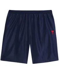 AMI Paris Badeshorts mit Logo-Stickerei Blau