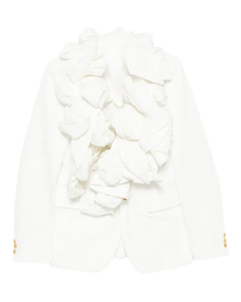 Comme des Garçons Gerüschte Jacke mit Blumenapplikation - Weiß Weiß