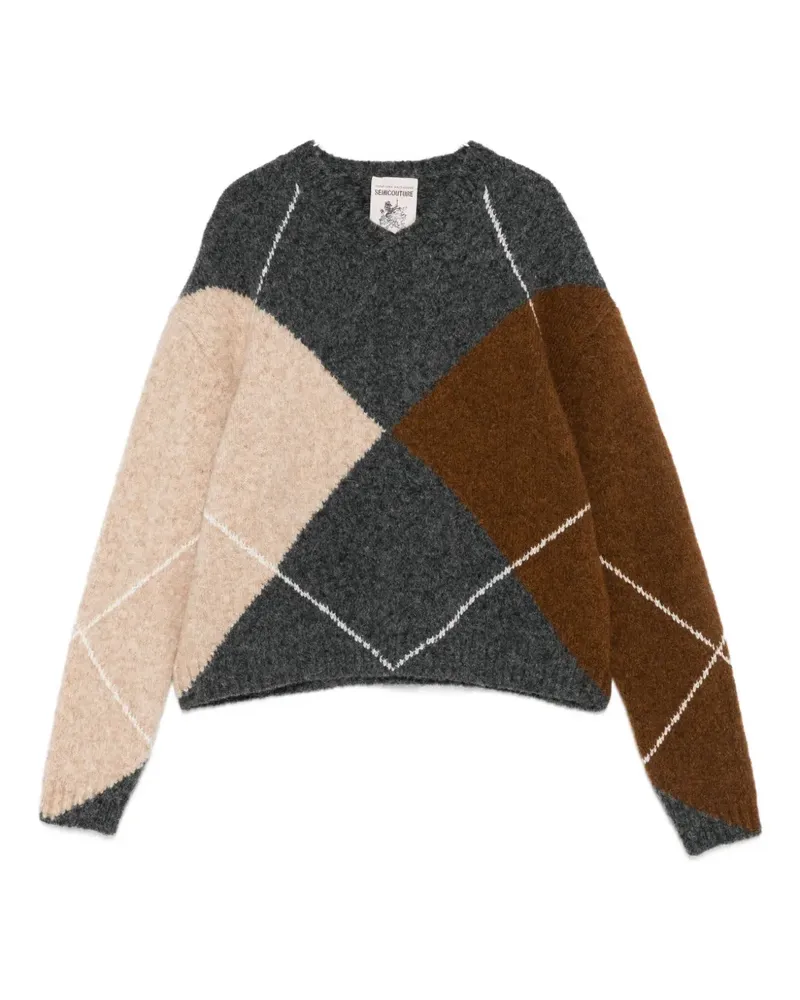 Semicouture argyle-pattern wool sweater - Grau Grau