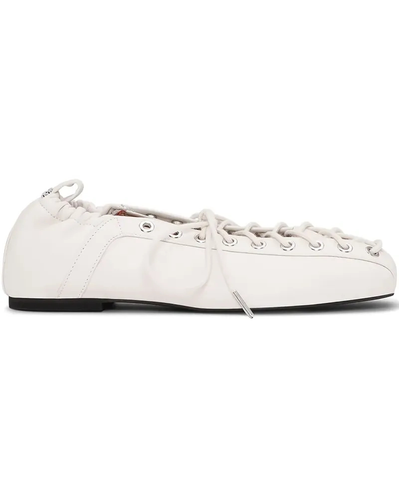 Ganni Ballerinas mit Schnürung - Weiß Weiß