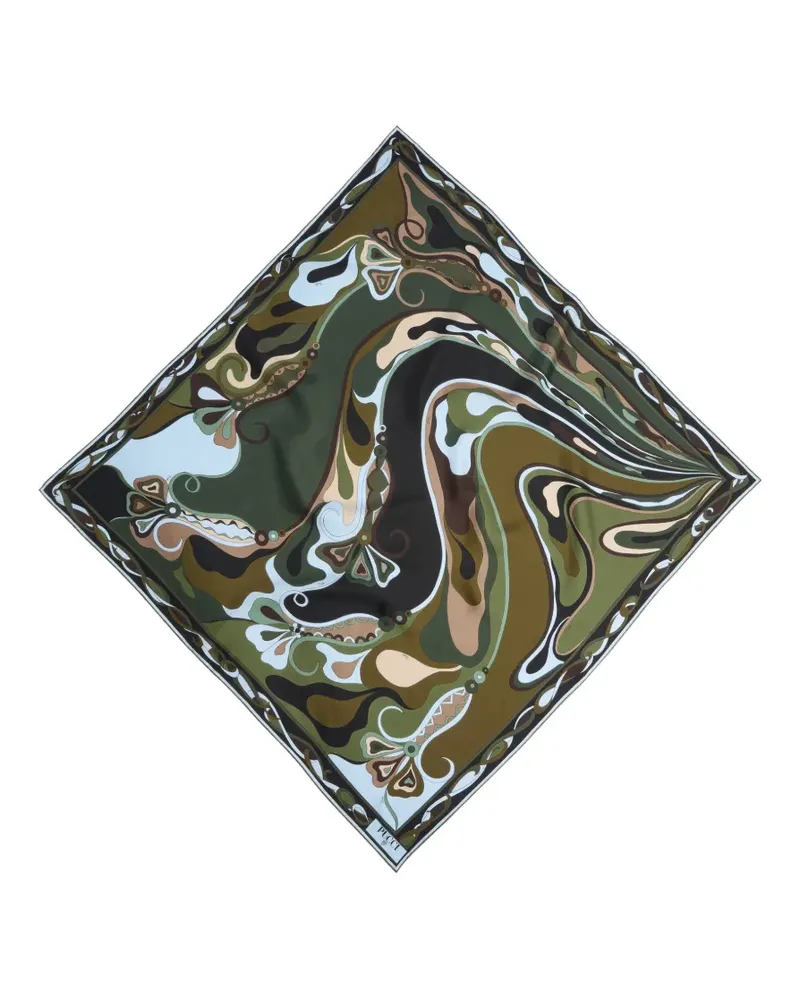 Emilio Pucci Seidenschal mit Orchideenprint - Grün Grün