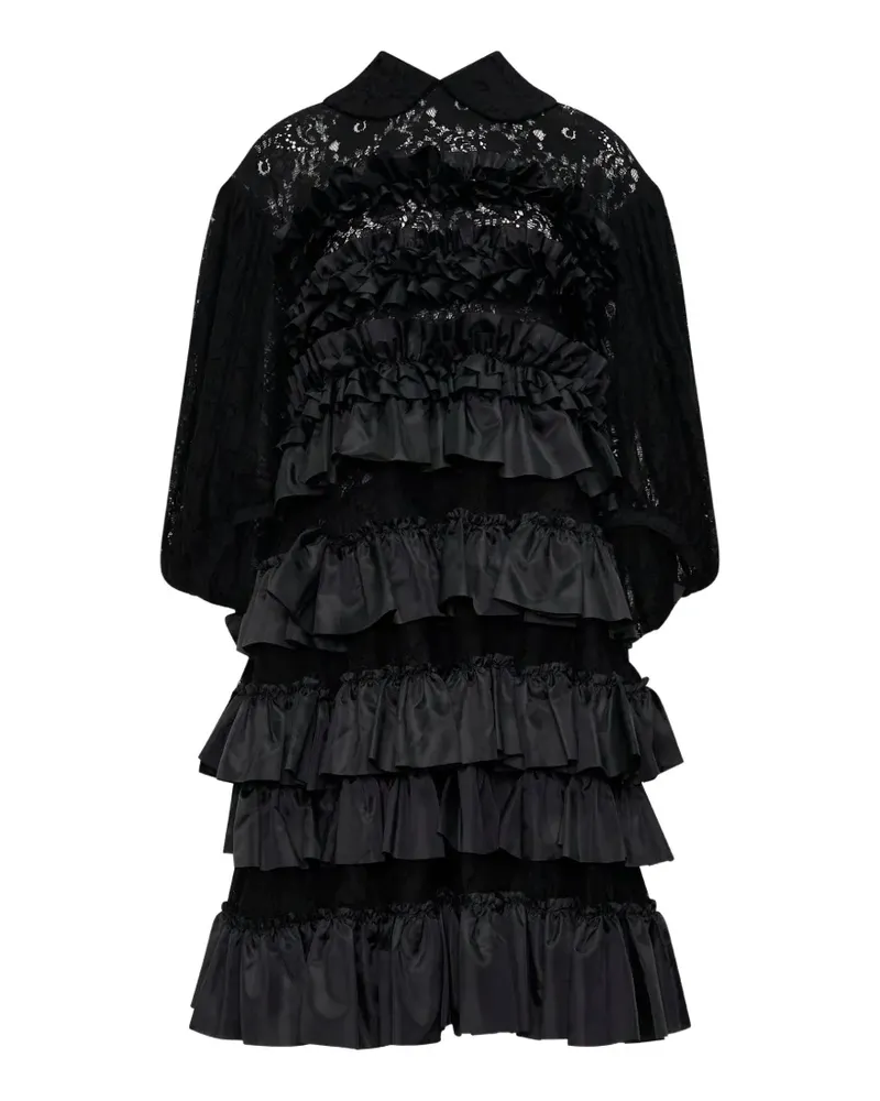 Comme des Garçons Gerüschtes Midikleid aus Spitze - Schwarz Schwarz