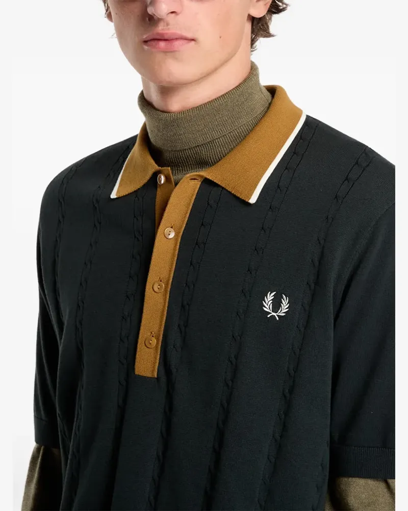 Fred Perry Poloshirt mit Zopfmuster - Grün Grün