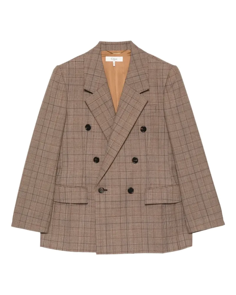 Chloé double-breasted checked jacket - Nude Nude