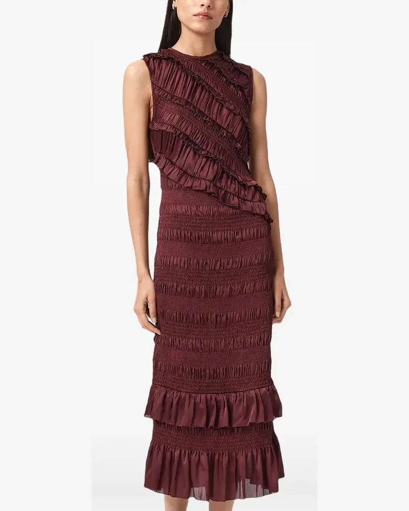 AllSaints Nyla ruffled midi dress - Rot Rot