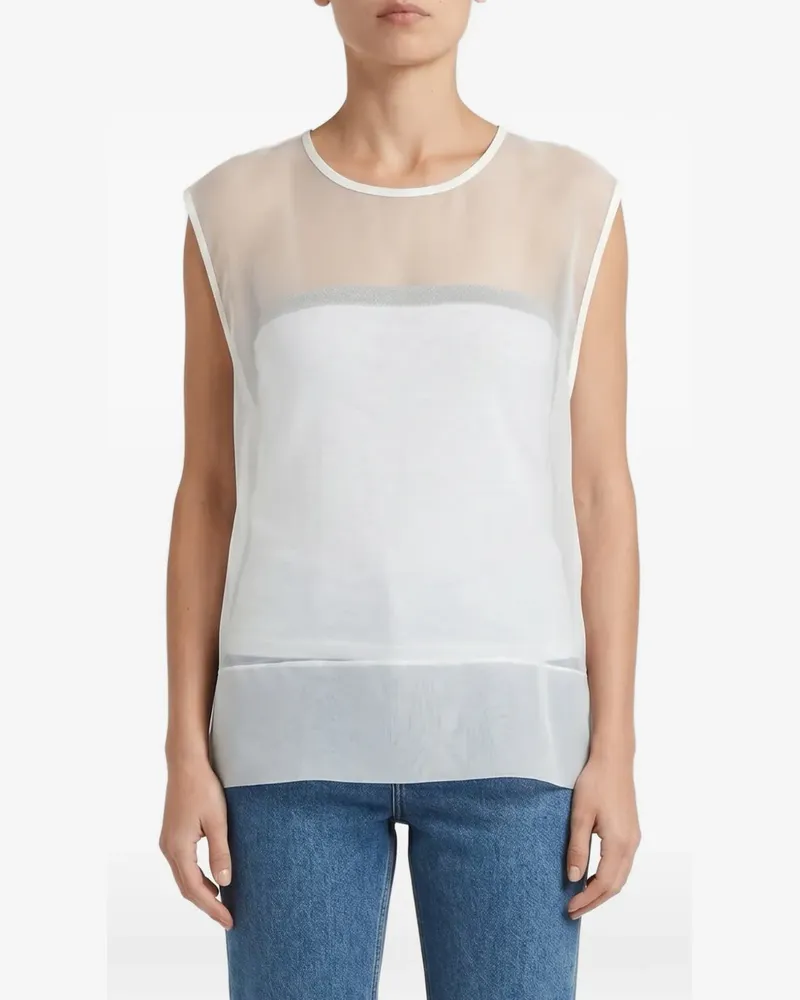 Brunello Cucinelli sheer-overlay sleeveless top - Weiß Weiß