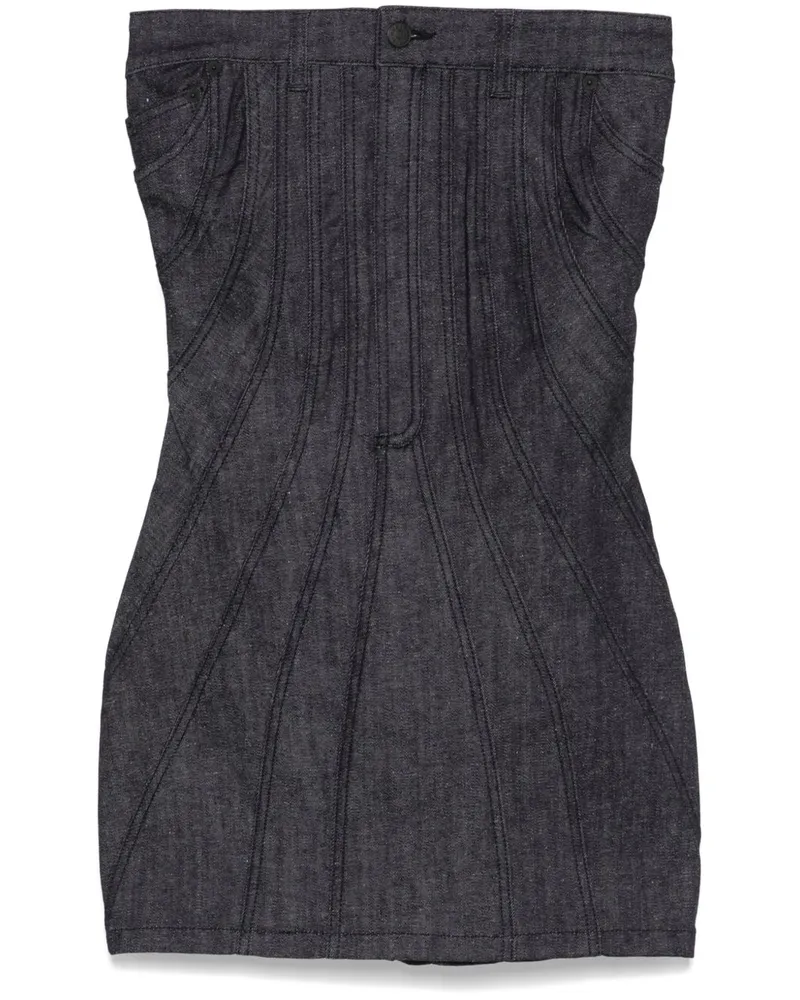 Thierry Mugler Schulterfreies Jeans-Minikleid - Schwarz Schwarz