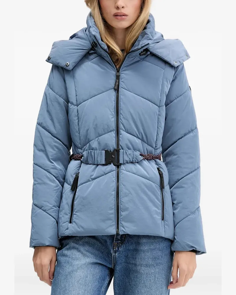 Desigual logo-patch padded jacket - Blau Blau
