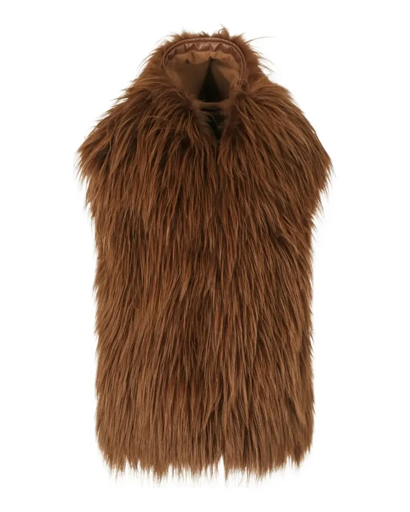 Giorgio Armani fur-collar sleeveless jacket - Braun Braun