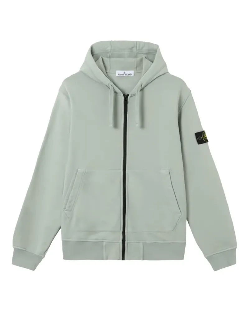Stone Island logo-patch zip-up hoodie - Grün Grün