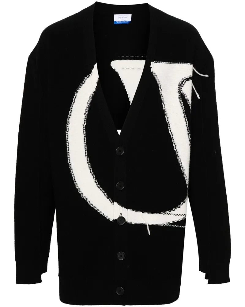 OFF-WHITE Cardigan mit Intarsien-Logo - Schwarz Schwarz