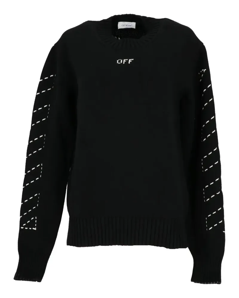 OFF-WHITE Cardigan mit Intarsien-Logo - Schwarz Schwarz