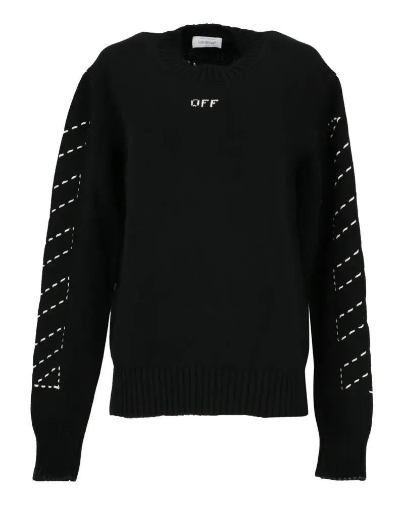 OFF-WHITE Cardigan mit Intarsien-Logo - Schwarz Schwarz
