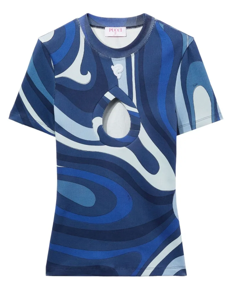 Emilio Pucci T-Shirt mit Marmo-Print - Blau Blau