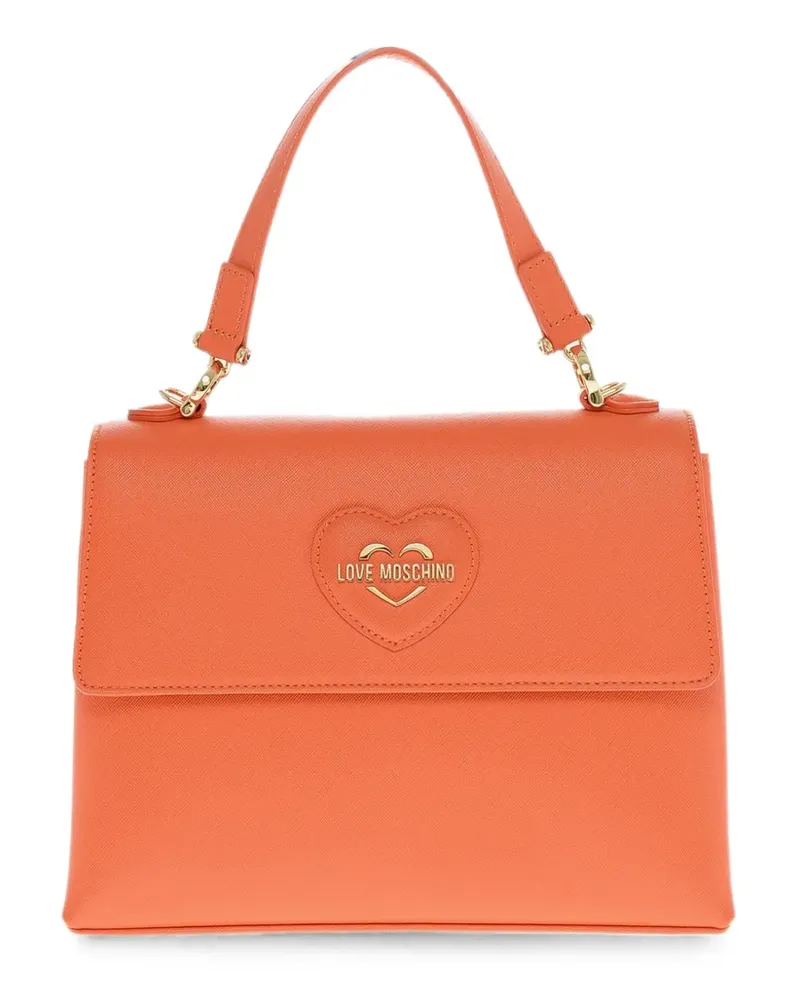 Moschino logo-plaque top-handle bag - Orange Orange