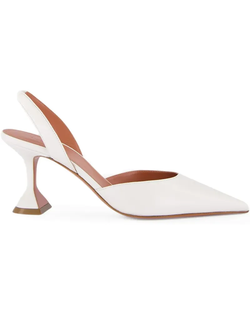Amina Muaddi slingback-strap leather heeled pumps - Weiß Weiß