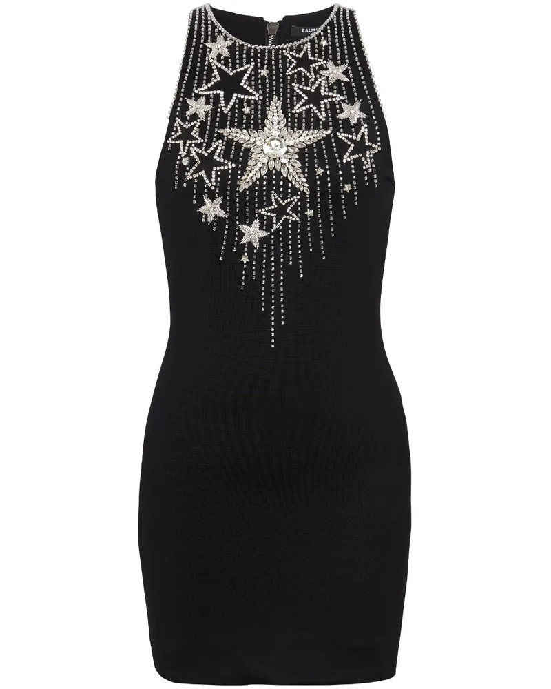 Balmain Falling Stars besticktes Minikleid - Schwarz Schwarz