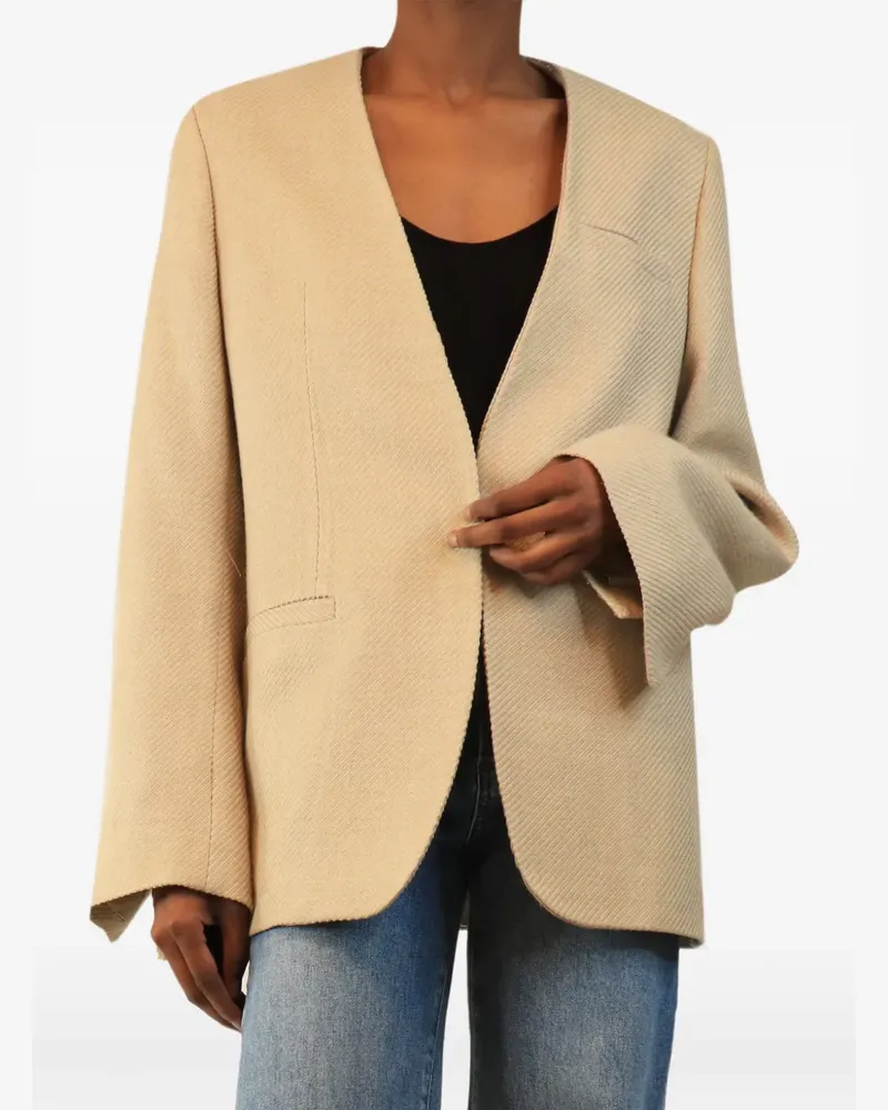 Totême Kragenloser Blazer aus Twill - Nude Nude